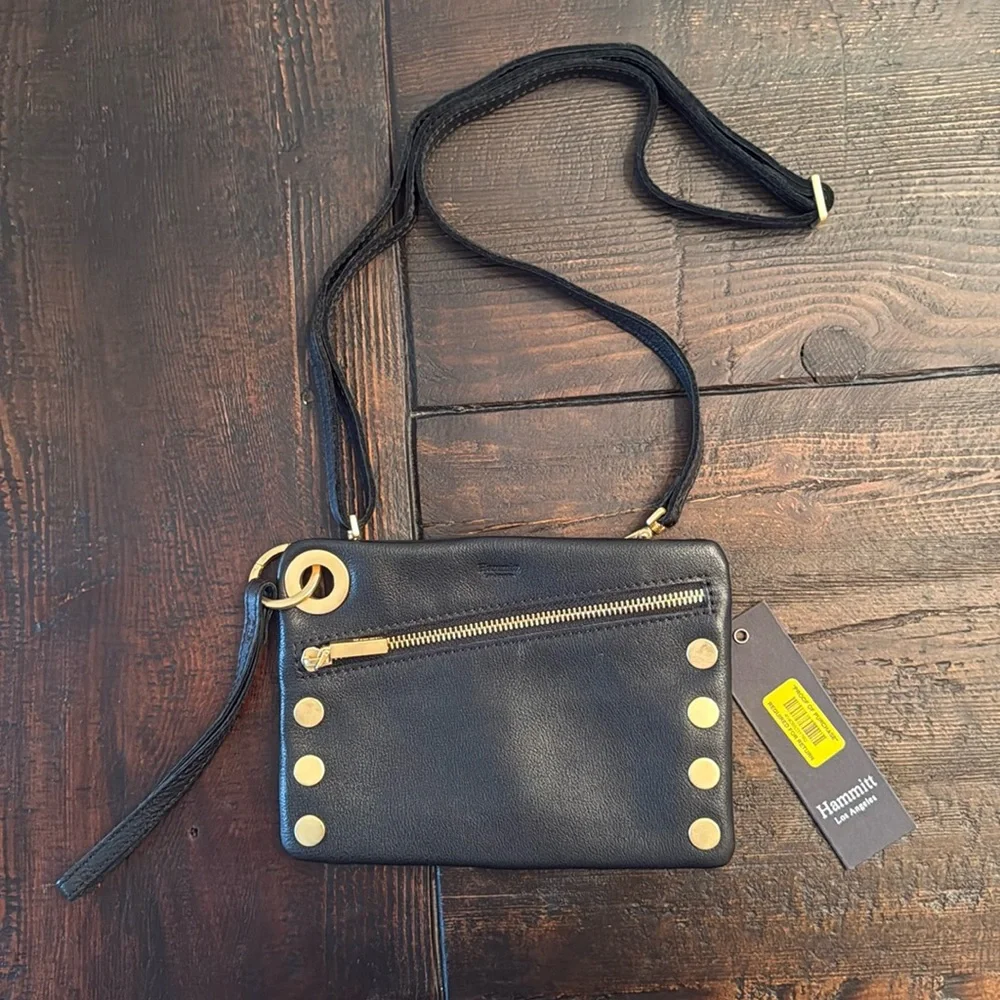 Hammitt Black Crossbody Bag with Gold Studs